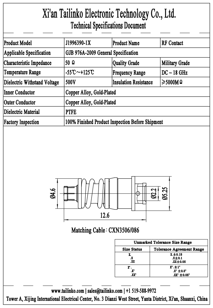 RFC: VITA67 Series J1996390-1X RF Contact