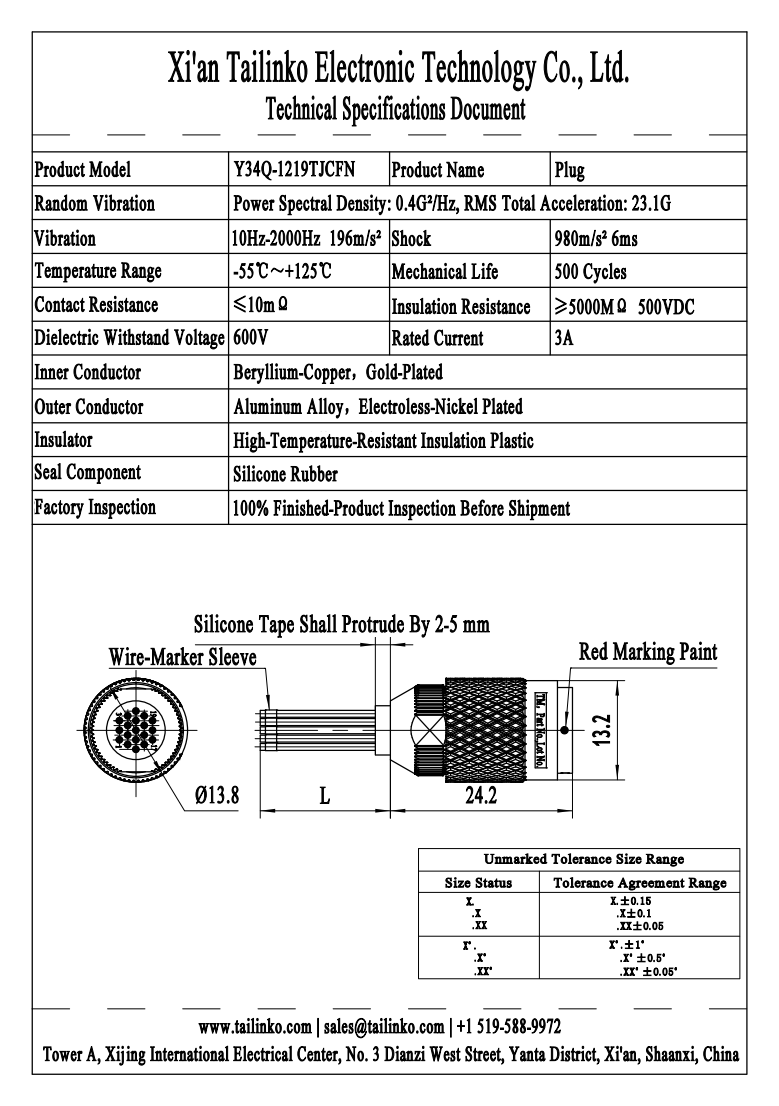 CAC: Y34Q-1219TJCFN Micro Twist-Pin Quick-Lock Circular Connector Plug