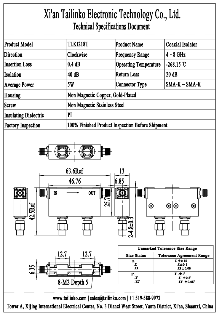 C&I: 4-8GHz Dual-Stage Cryogenic Quantum RF Isolator