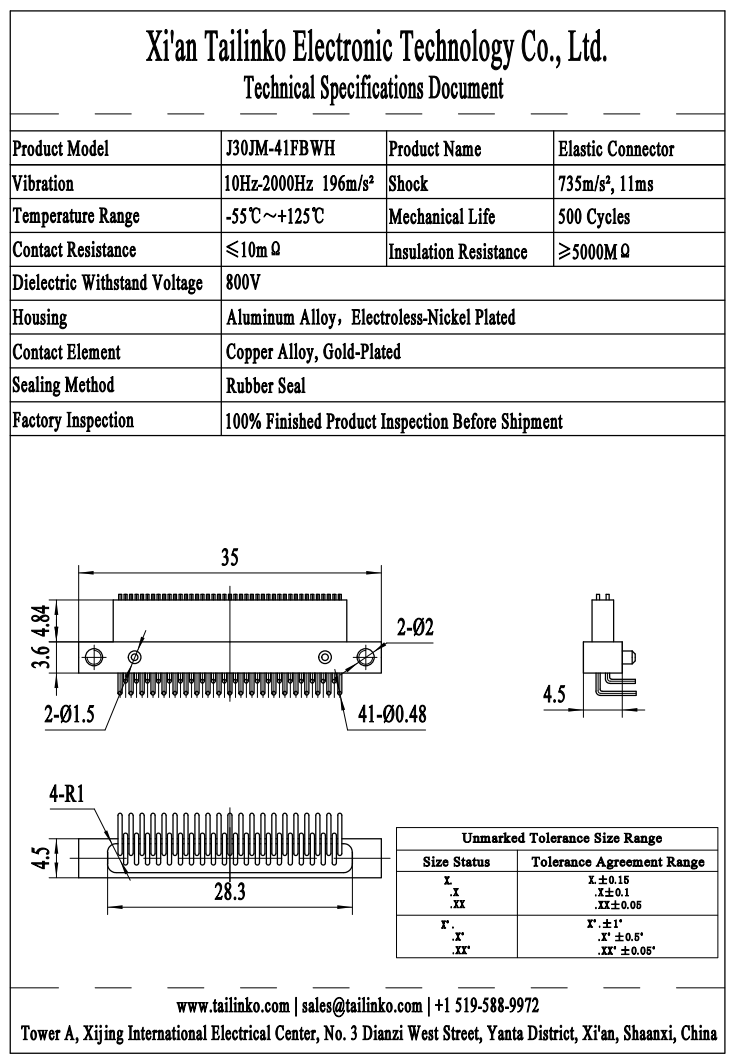 MRC: J30JM-41FBWH Fuzz Button Floating Elastic Micro-D Rectangular Connector