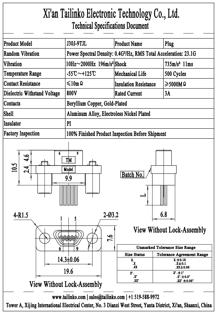 MRC: J30J-9TJL Micro-D Rectangular Connector