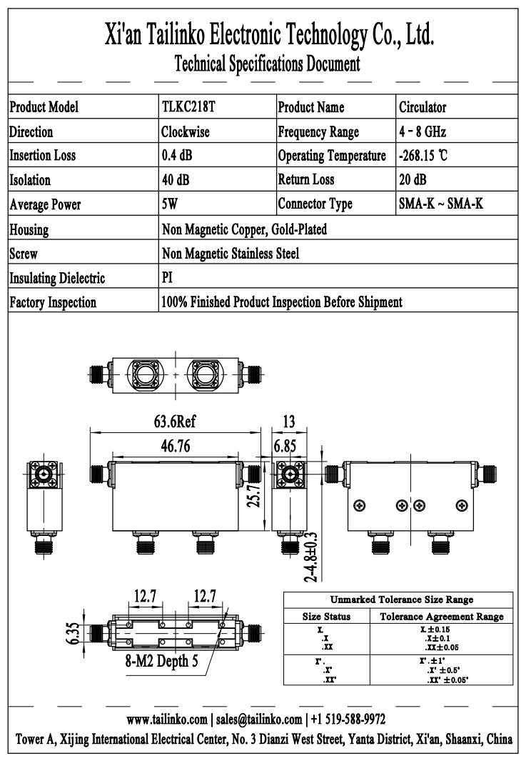 C&I: 4-8GHz Dual-Stage Cryogenic Quantum RF Circulator