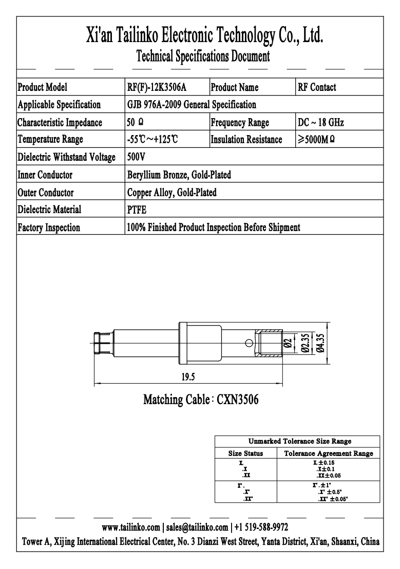 RFC: LRM Series RF(F)-12K3506A RF Contact