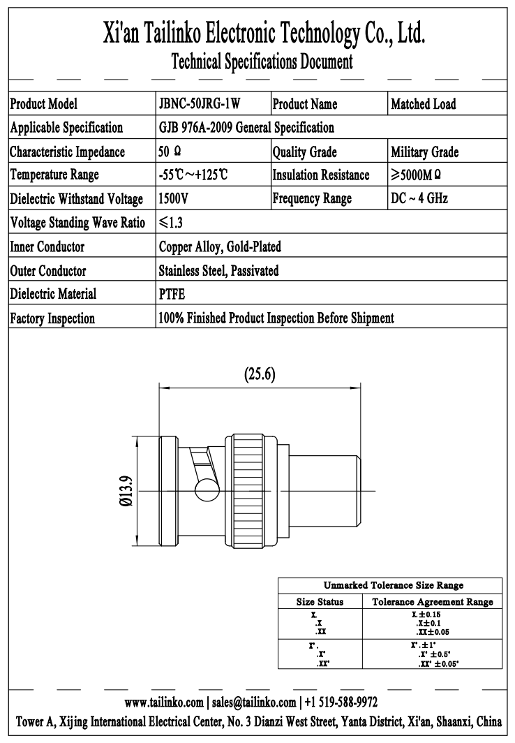 RFT: JBNC-50JRG-1W RF Coaxial Terminator