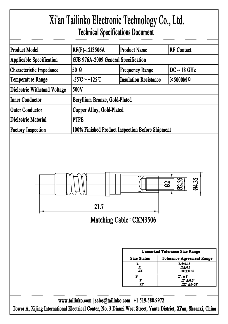 RFC: LRM Series RF(F)-12J3506A RF Contact