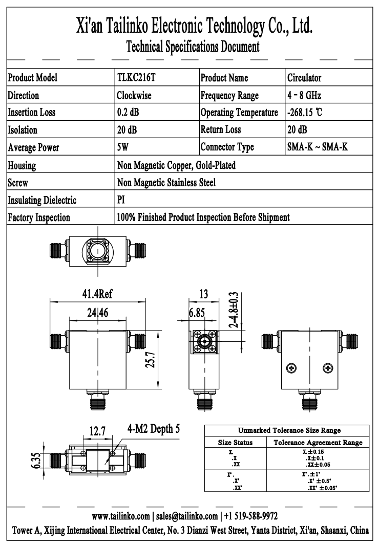 C&I: 4-8GHz Single-Stage Cryogenic Quantum RF Circulator