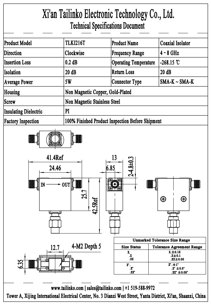 C&I: 4-8GHz Single-Stage Cryogenic Quantum RF Isolator